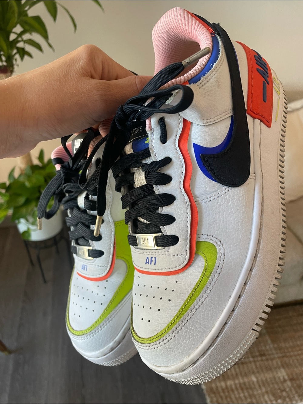 Nike Air Force 1 Low Top Sneakers — White with Neon Accents